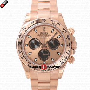 Rolex Cosmograph Daytona 18K Gold Rose Panda Gold Dial Ceramic Bezel Stick Markers | Swiss Replica Watch