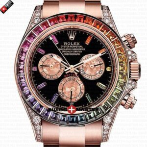 Rolex Cosmograph Daytona Rainbow Bezel Diamond Markers 18k Rose Gold | Swiss Replica Watch