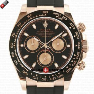 Rolex Cosmograph Daytona Rose Gold with Black Dial Rubber Band | Swiss Replica Watch