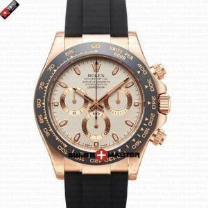 Rolex Cosmograph Daytona Rose Gold with Ivory Dial Rubber Band | Swiss Replica Watch