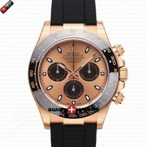 Rolex Cosmograph Daytona Rose Gold with Pink Dial Rubber Band | Swiss Replica Watch