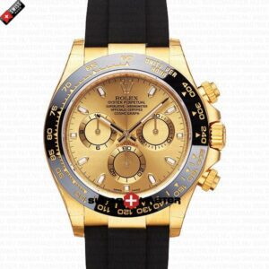 Replica Rolex Cosmograph Daytona Yellow Gold Gold Dial - Rubber Band