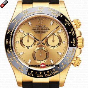 Rolex Cosmograph Daytona Yellow Gold with Gold Dial Rubber Band | Swiss Replica Watch