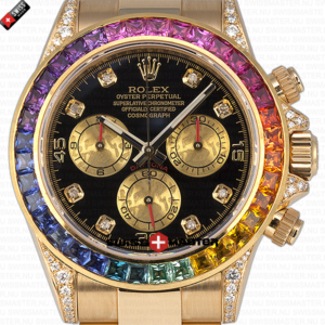 Rolex Cosmograph Daytona Rainbow Bezel Diamond Markers 18k Gold | Swiss Replica Watch