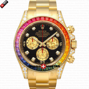 Rolex Cosmograph Daytona Rainbow Bezel Diamond Markers 18k Gold | Swiss Replica Watch