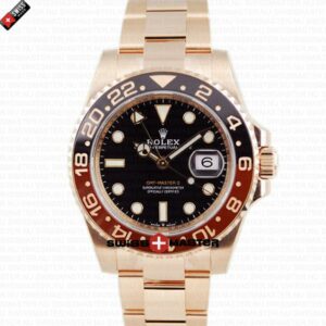 Rolex GMT-Master II Rose Gold Black Dial Black / Brown Ceramic Bezel | Swiss Replica Watch