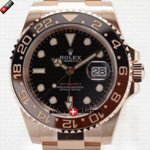 Rolex GMT-Master II Rose Gold Black Dial Black / Brown Ceramic Bezel | Swiss Replica Watch