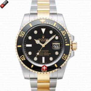 Rolex Submariner 18k 2-tone Black Ceramic Bezel Diamond Markers | Swiss Replica Watch