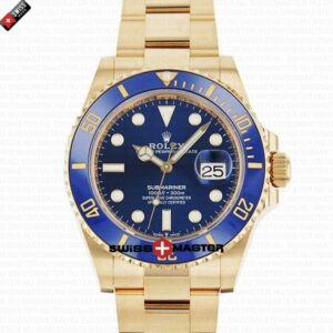 Rolex Submariner 41mm 18K Yellow Gold Wrap 904L Steel Blue Dial Ceramic Bezel 126618LB | Swiss Replica Watch