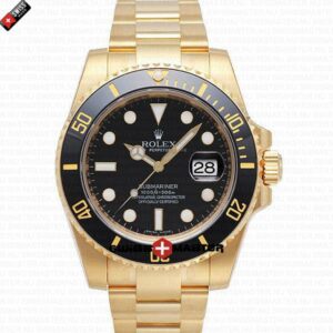 Rolex Submariner 18k Gold Black Dial Ceramic Bezel | Swiss Replica Watch