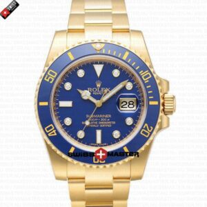 Rolex Submariner 18k Gold Blue dial Ceramic Bezel Diamond Markers | Swiss Replica Watch