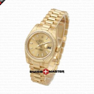 Rolex Datejust 18k Gold President Bracelet Gold Dial | Swiss Replica Watch