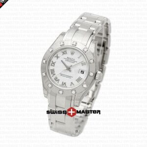 Rolex Datejust Pearlmaster 18k White Gold White Dial Diamond Bezel | Swiss Replica Watch