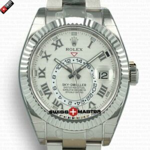 Rolex Sky-Dweller 18K White Gold Roman Marks White Dial 42mm | Swiss Replica Watch